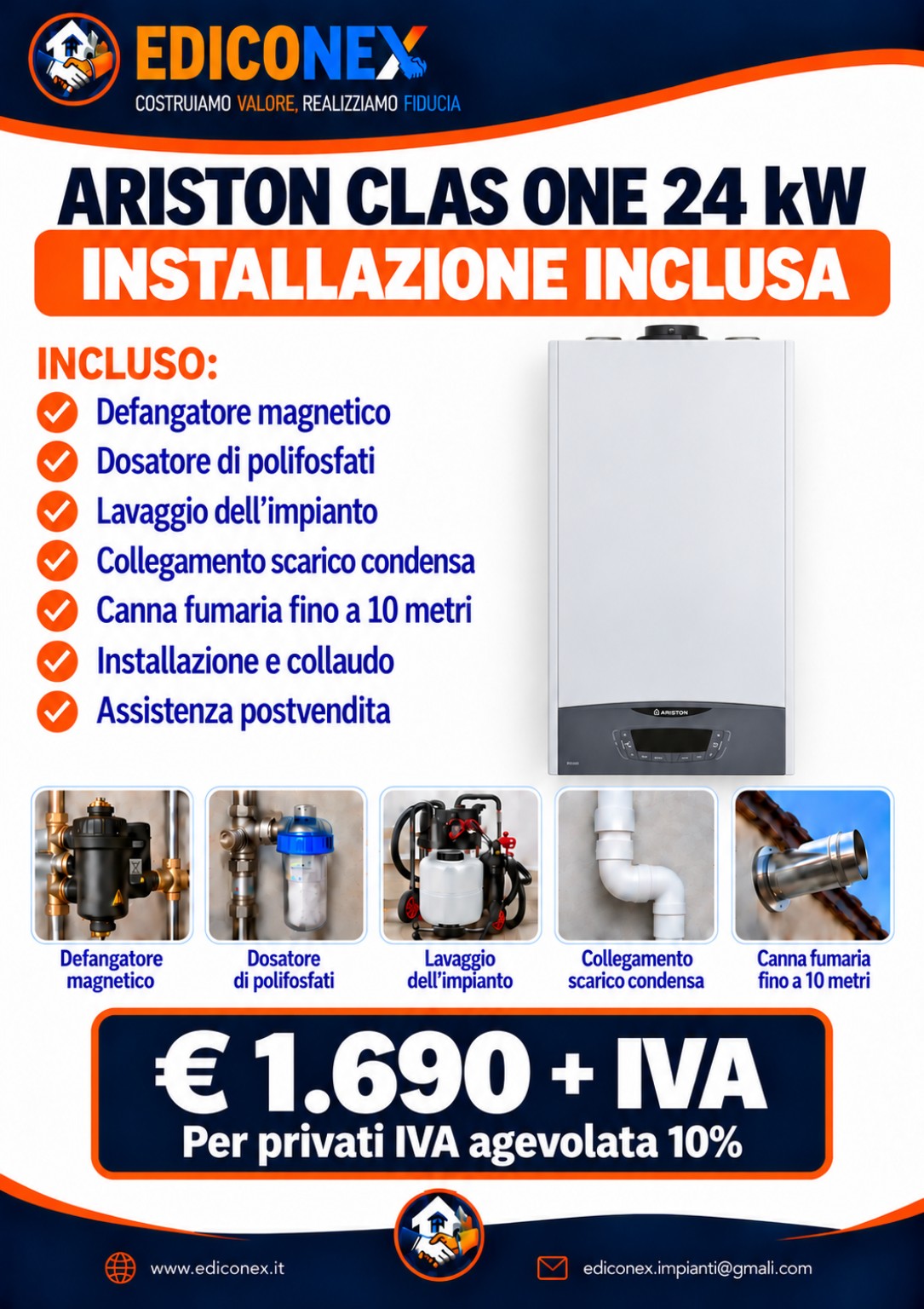 Ariston Clas One 24 kW con installazione inclusa