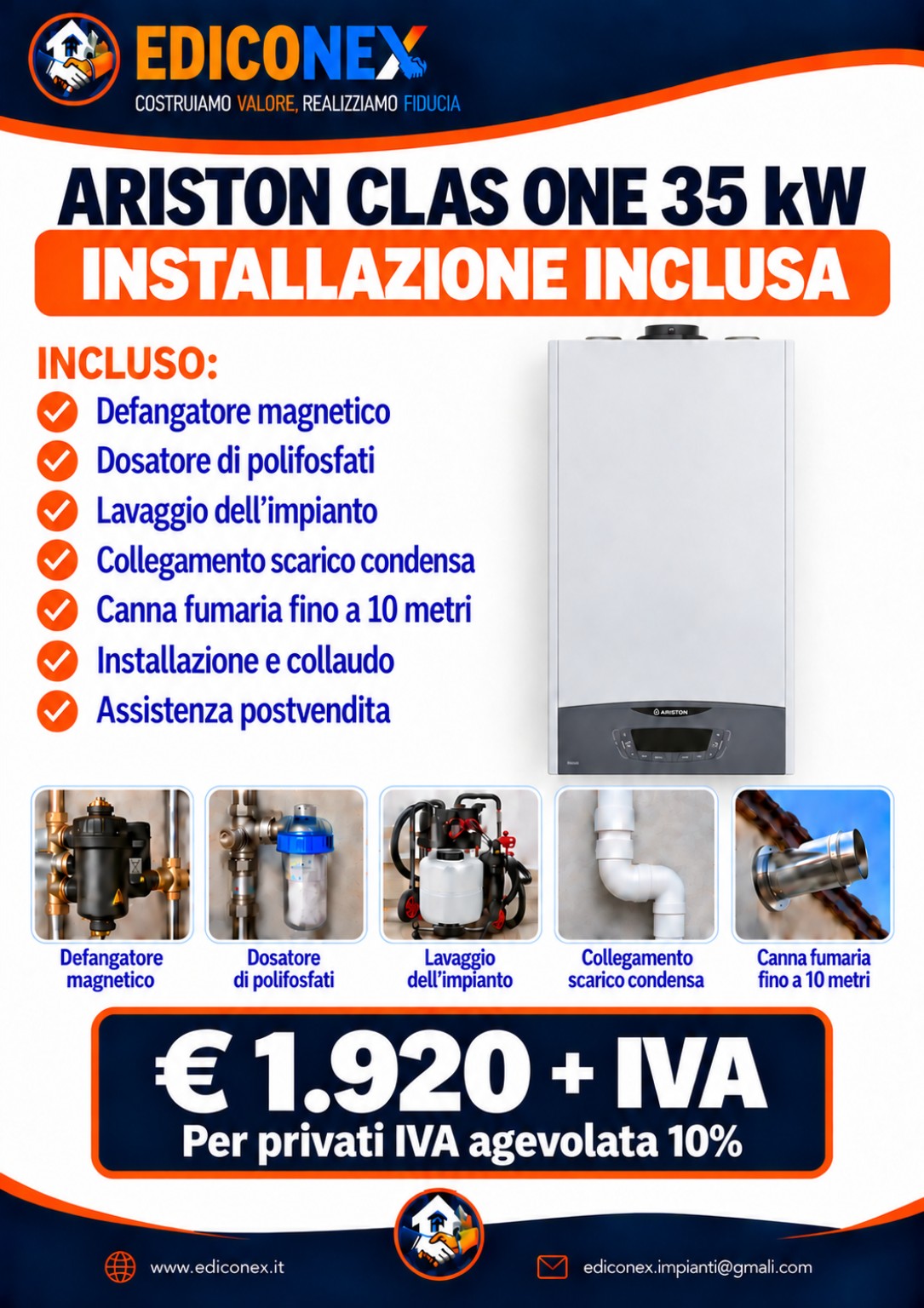 Ariston Clas One 35 kW con installazione inclusa