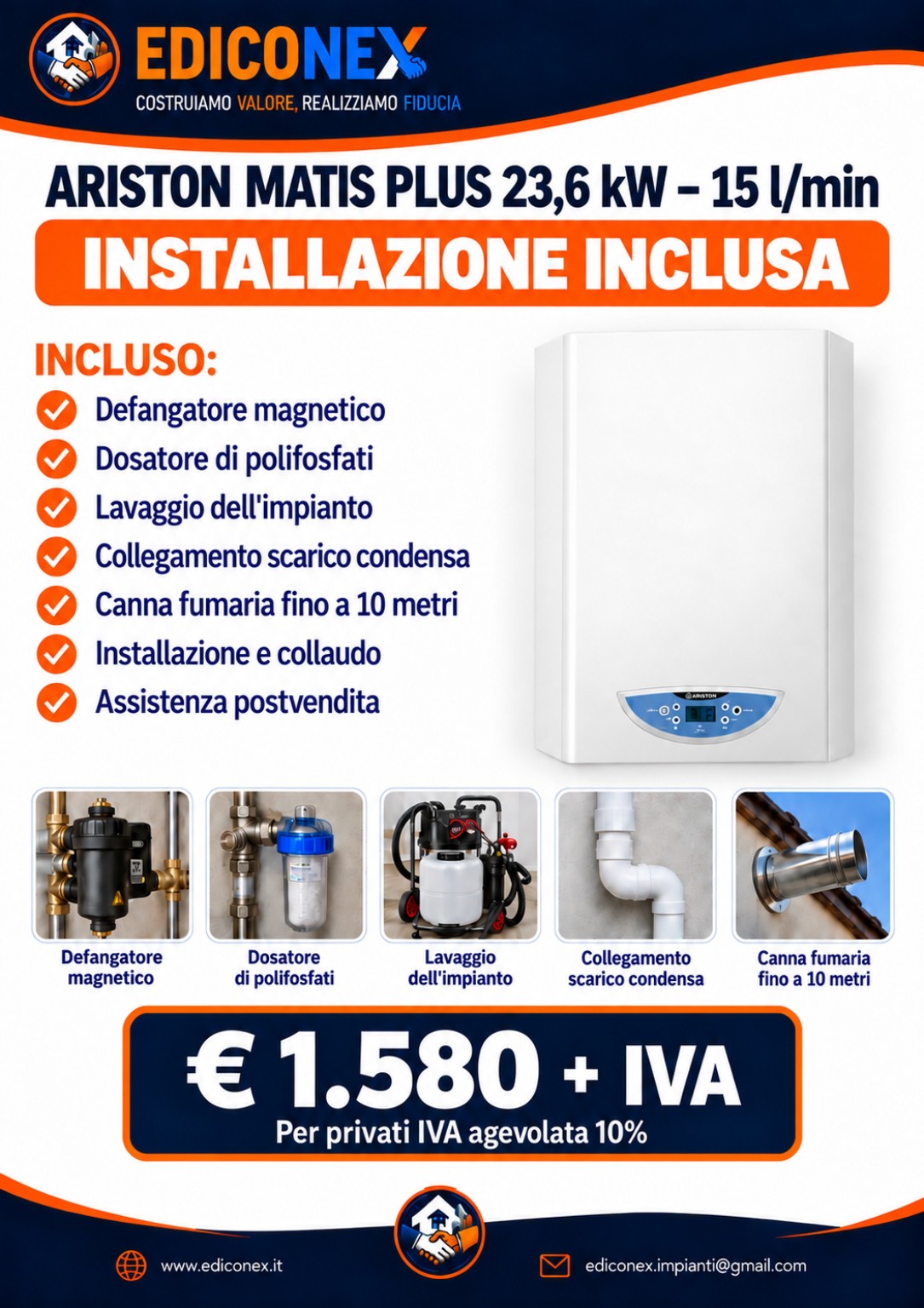 Ariston Matis Plus 23,6 kW con installazione inclusa