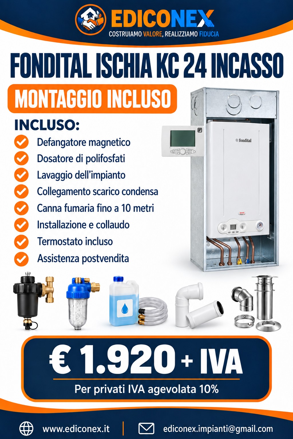 Fondital Ischia KC 24 da incasso con termostato incluso