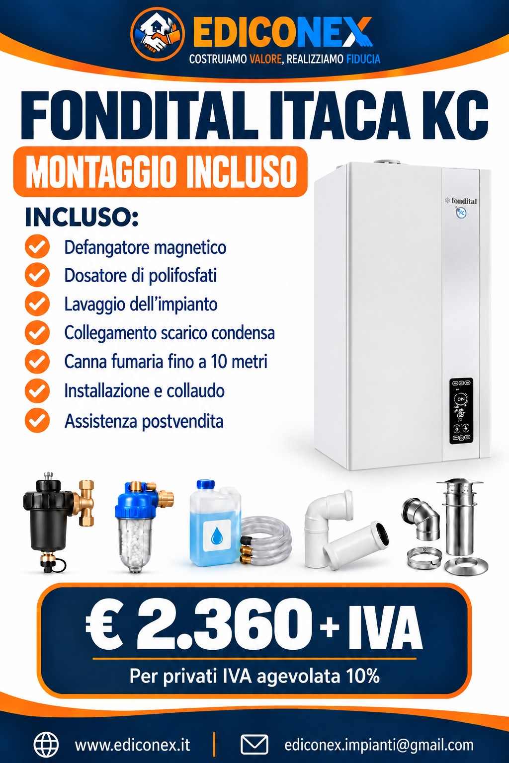Fondital Itaca KC con montaggio incluso a 2.360 euro più IVA