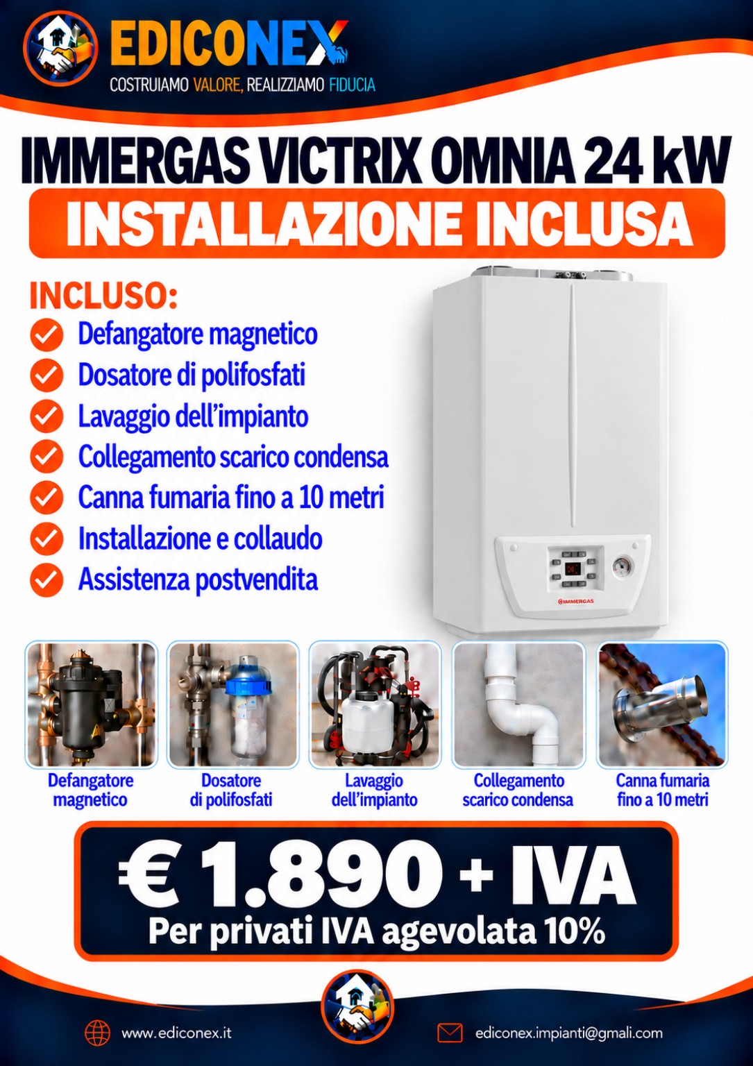 Immergas Victrix Omnia 24 kW con installazione inclusa a 1.890 euro più IVA