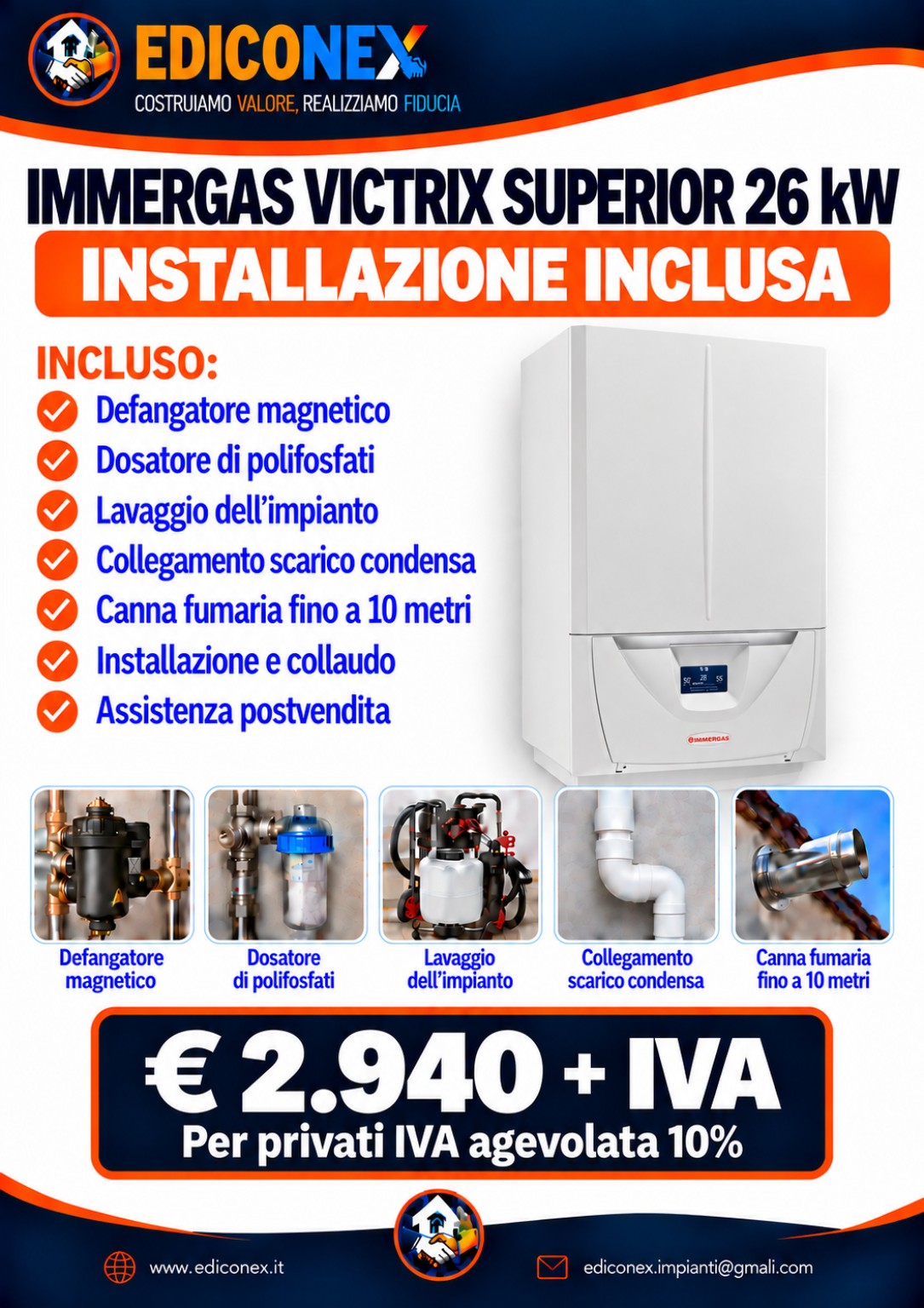 Immergas Victrix Superior 26 kW con installazione inclusa a 2.940 euro più IVA