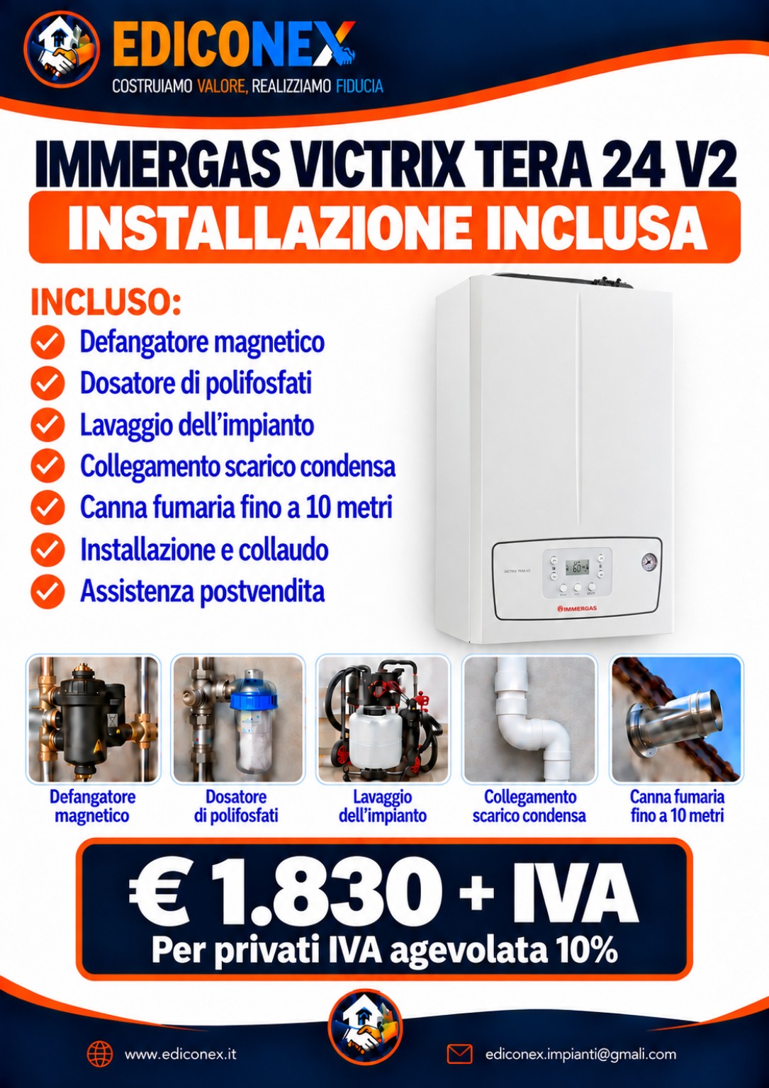 Immergas Victrix Tera 24 V2 con installazione inclusa a 1.830 euro più IVA