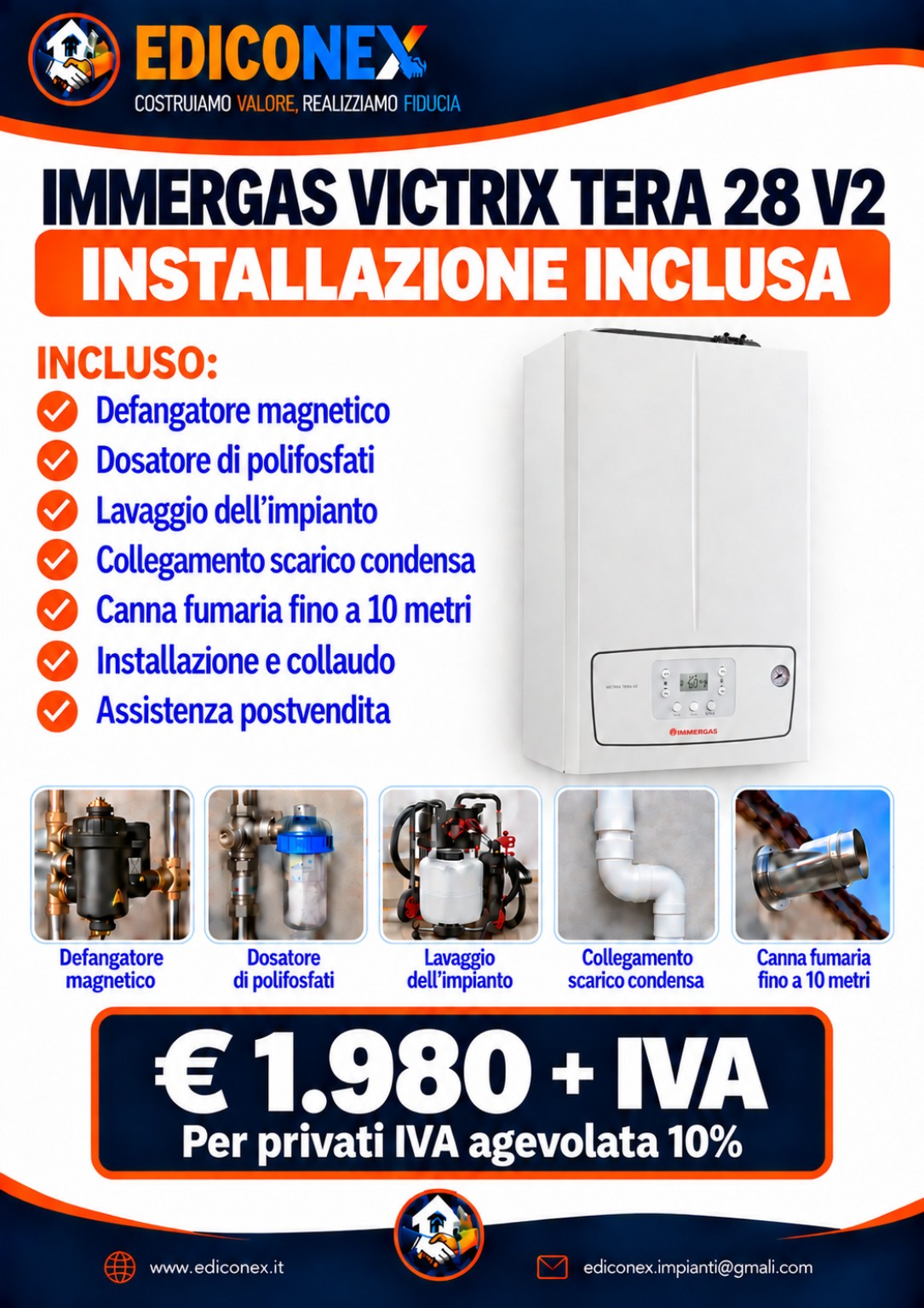Immergas Victrix Tera 28 V2 con installazione inclusa a 1.980 euro più IVA